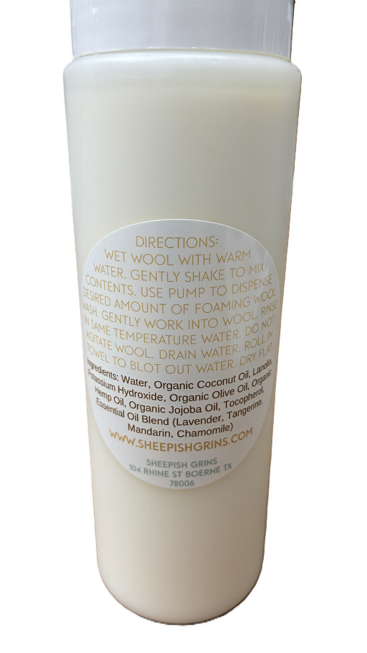 a bottle of liquid soap with a label that provides directions and ingredients.