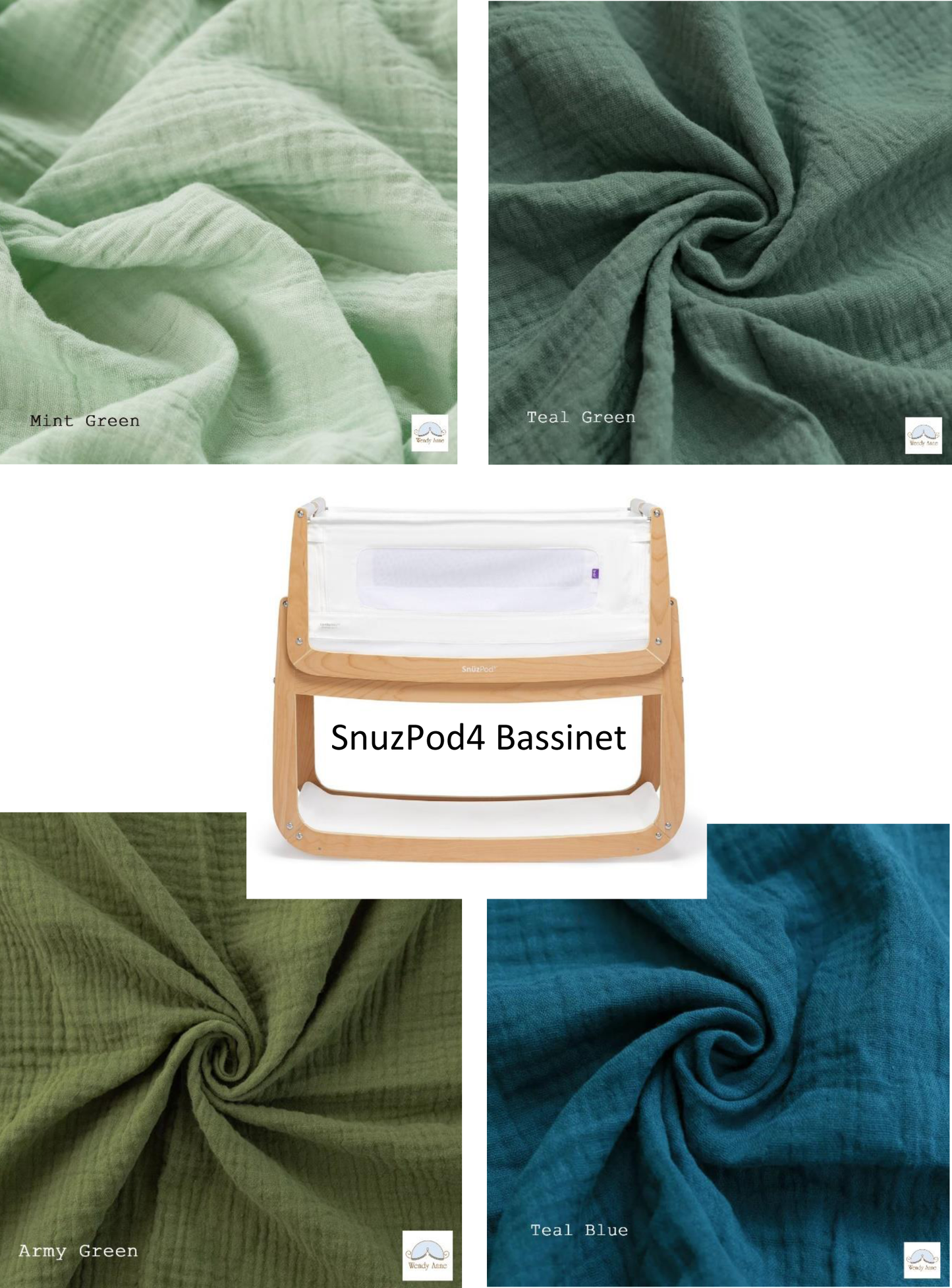 SnuzPod 4 Bassinet Cradle Custom Made Fitted Sheet - Organic Cotton Gauze