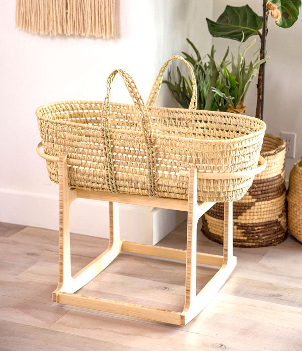 Moses Basket Set - Palm Leaf Moses basket on Stand