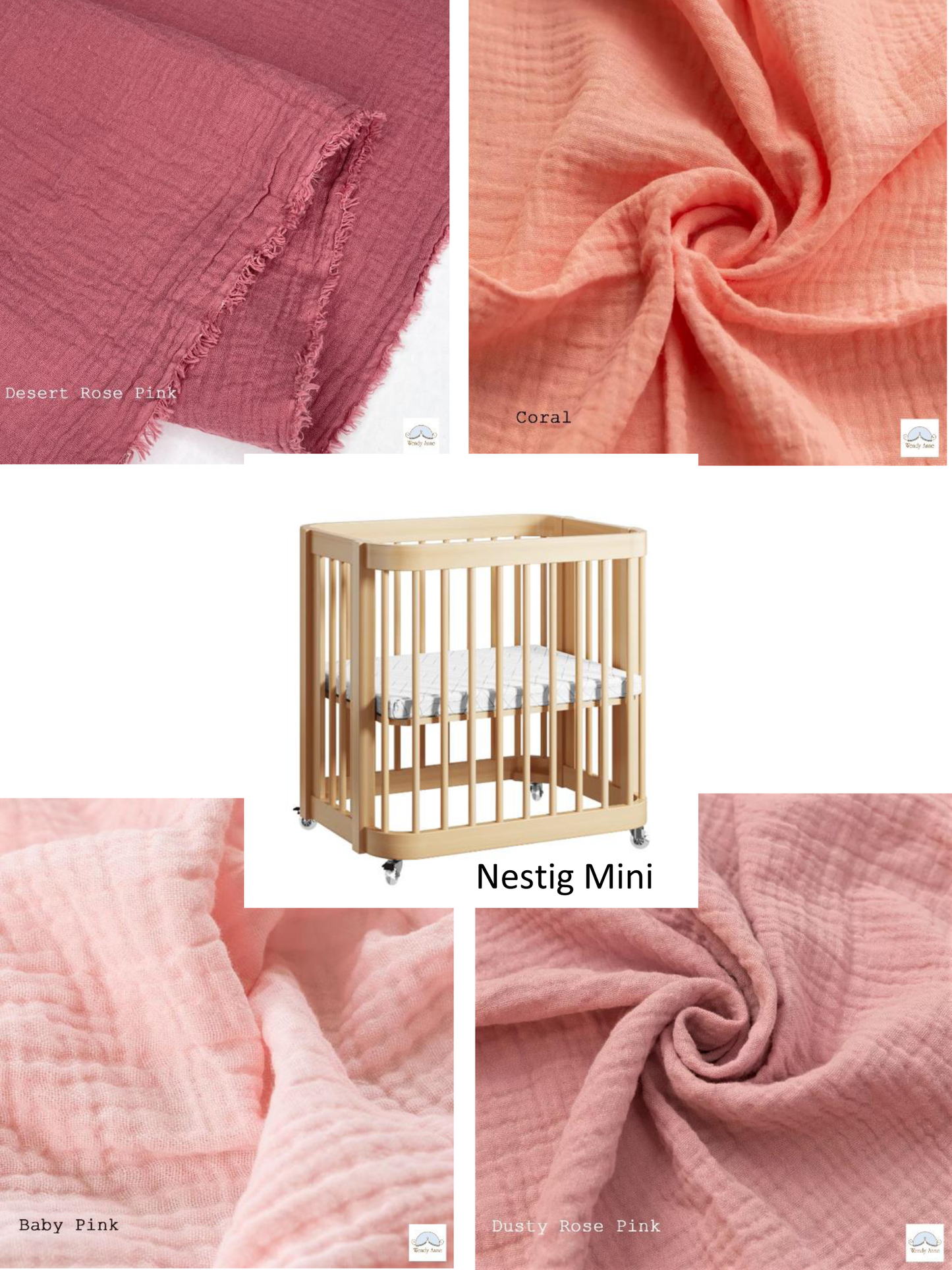 Nestig Mini Crib Custom Made Fitted Sheet - Organic Cotton Double Gauze