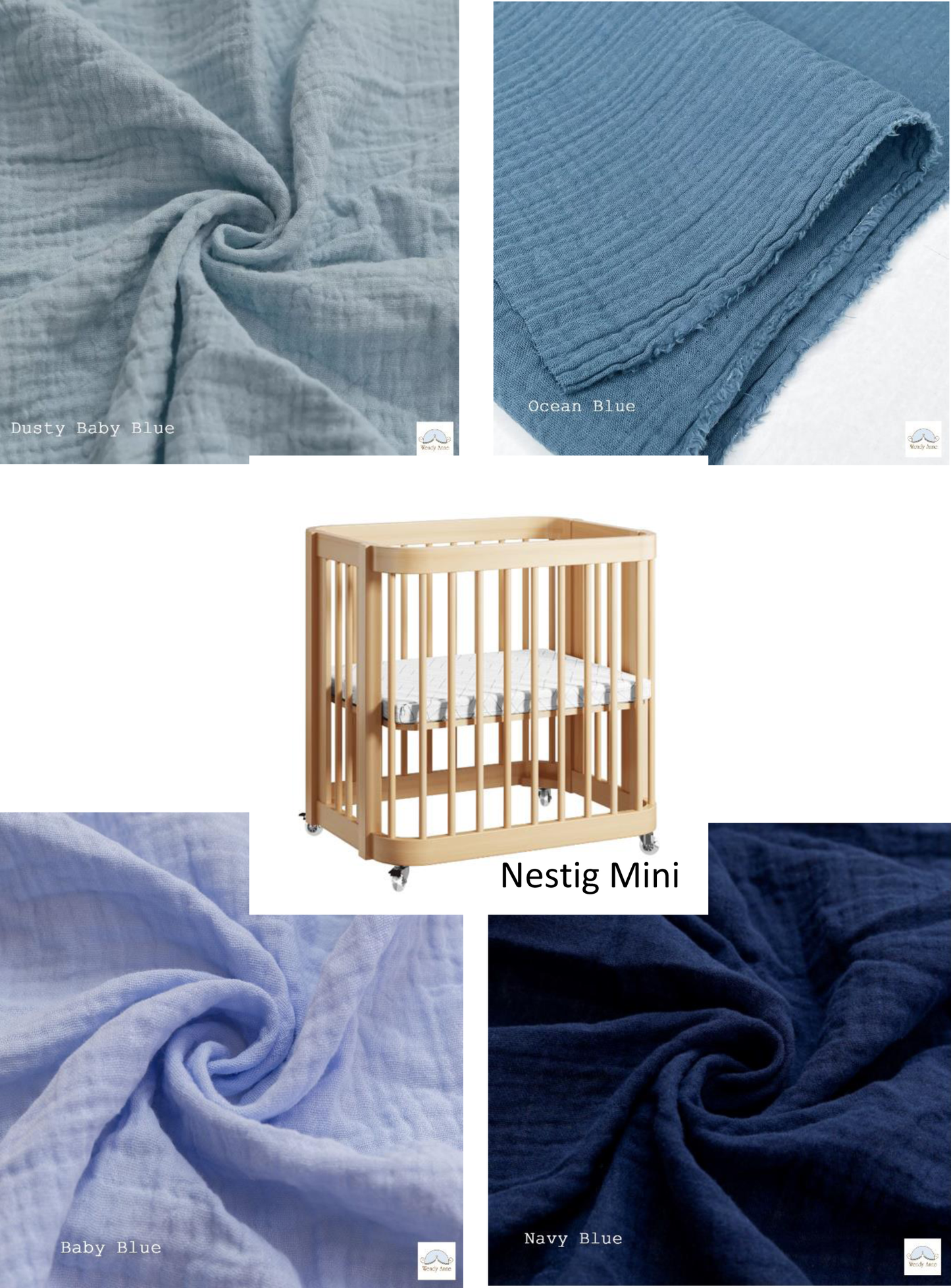 Nestig Mini Crib Custom Made Fitted Sheet - Organic Cotton Double Gauze