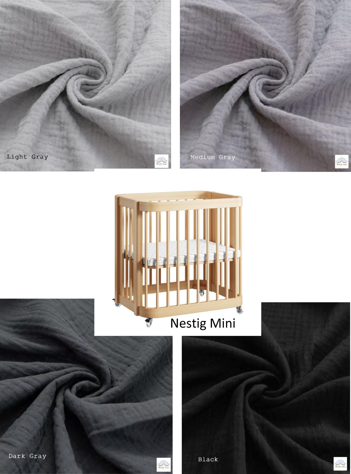 Nestig Mini Crib Custom Made Fitted Sheet - Organic Cotton Double Gauze