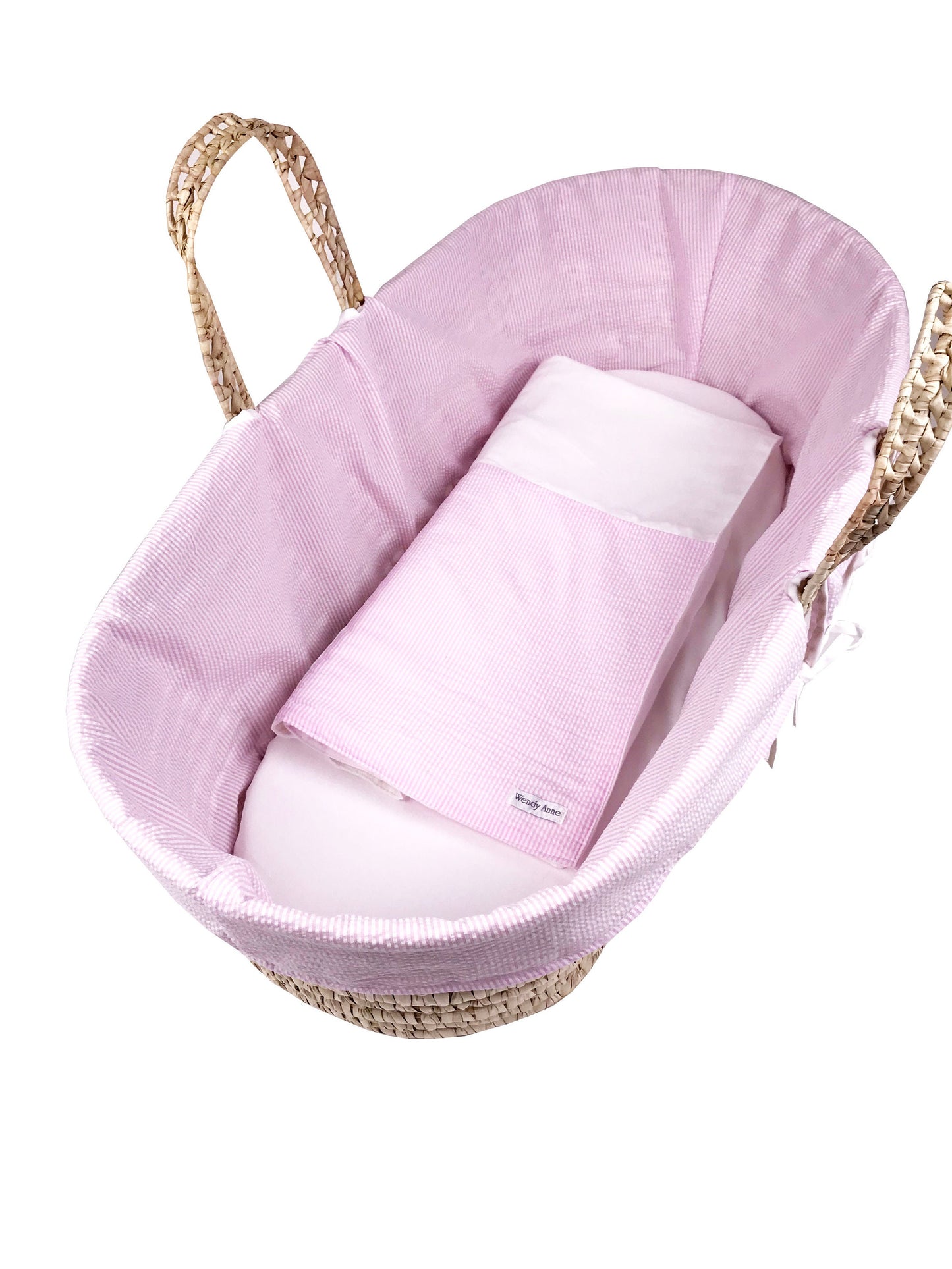 Traditional Style Moses Basket 3 Piece Bedding Set - Choose Fabric Color