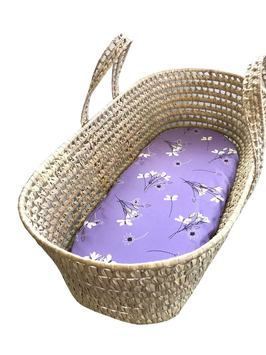Stornetta Lavender Flowers by Harmony Arts in Organic Cotton  - Custom Made Fitted Sheet