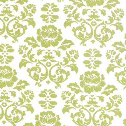 Sage and White Damask in Cotton - Custom Made Fitted Sheet