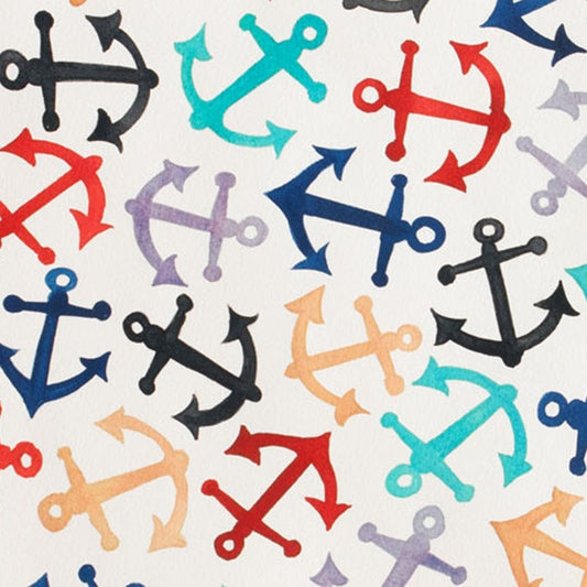 Primary Colored Anchors in Cotton - Custom Made Fitted Sheet