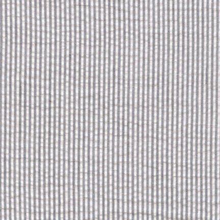 Gray Seersucker Stripe in Cotton - Custom Made Fitted Sheet