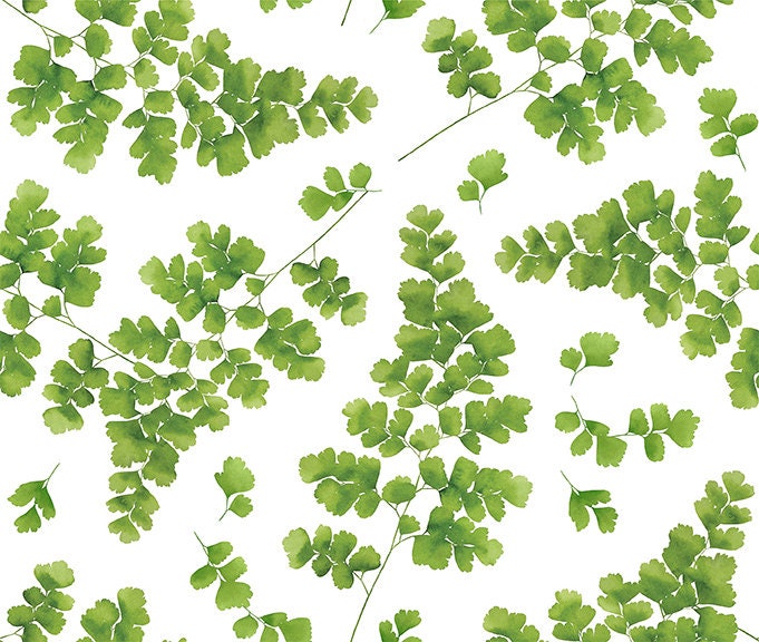 Green Maidenhair Leaves in Cotton - Custom Made Fitted Sheet