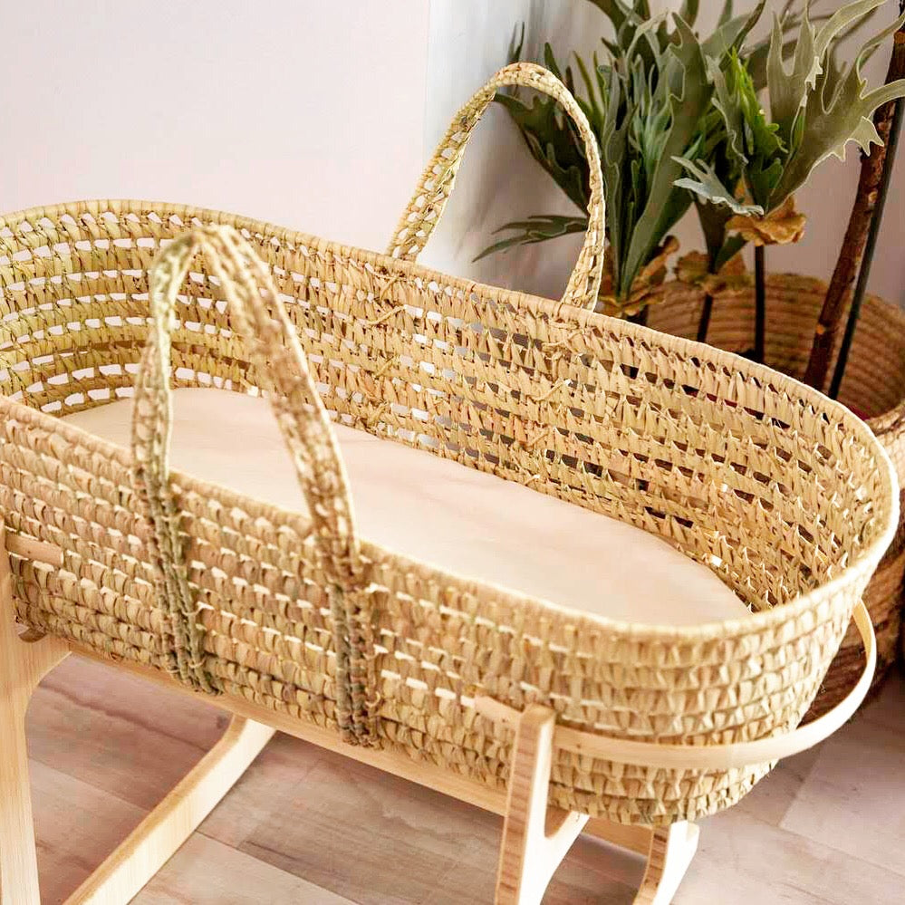 Moses Basket Set - Palm Leaf Moses basket on Stand