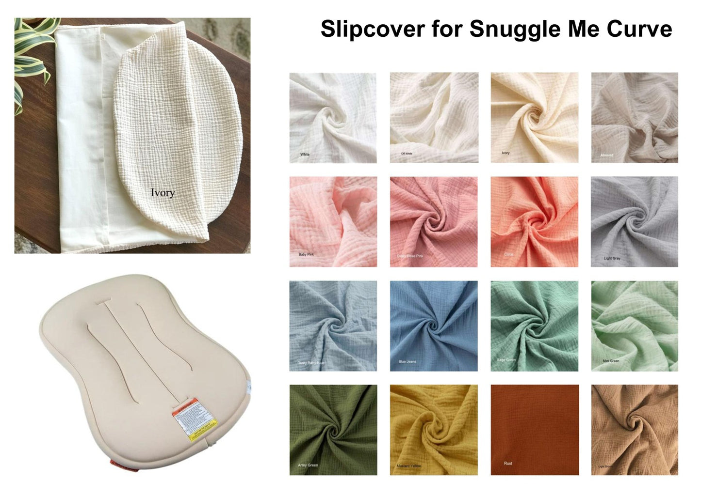 Snuggle Me Curve Custom Organic Cotton Gauze Slip Cover