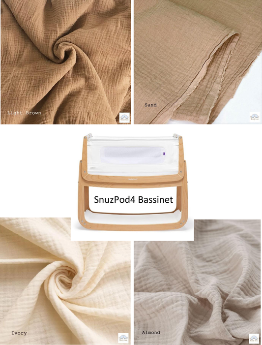SnuzPod 4 Bassinet Cradle Custom Made Fitted Sheet - Organic Cotton Gauze