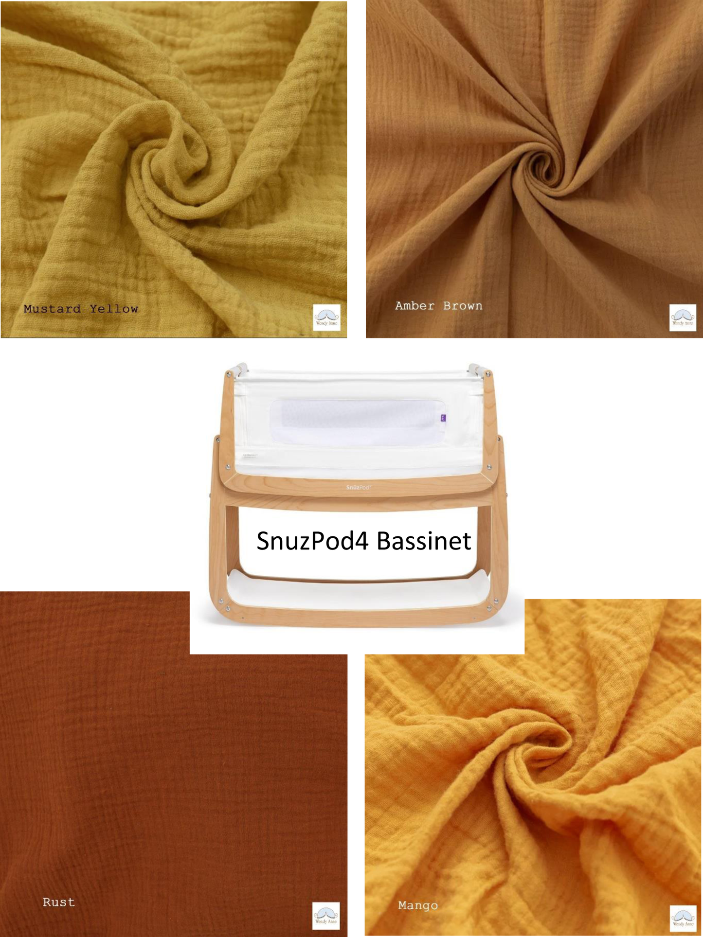SnuzPod 4 Bassinet Cradle Custom Made Fitted Sheet - Organic Cotton Gauze