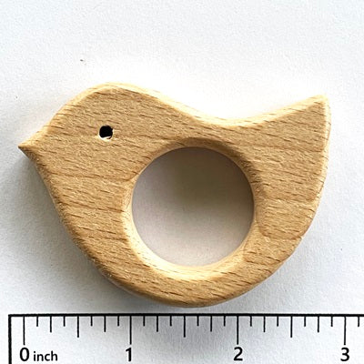 Baby Beech Wood Teether with Organic Cotton Fabric Tie