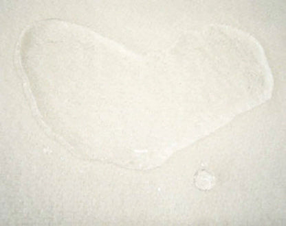 a white, wet spot on a surface, possibly a carpet or a piece of fabric.