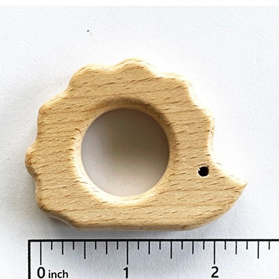 Baby Beech Wood Teether with Organic Cotton Fabric Tie