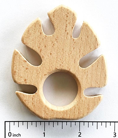 Baby Beech Wood Teether with Organic Cotton Fabric Tie