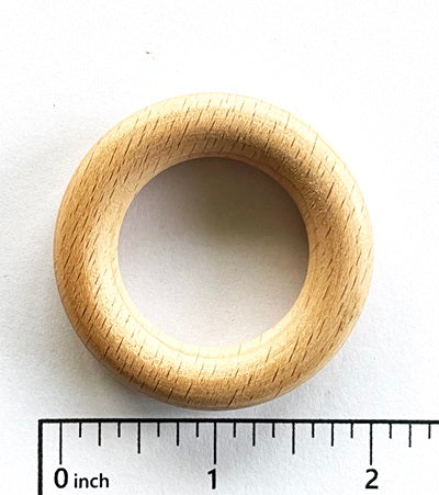 Baby Beech Wood Teether with Organic Cotton Fabric Tie