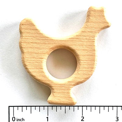 Baby Beech Wood Teether with Organic Cotton Fabric Tie