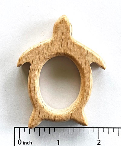 Baby Beech Wood Teether with Organic Cotton Fabric Tie