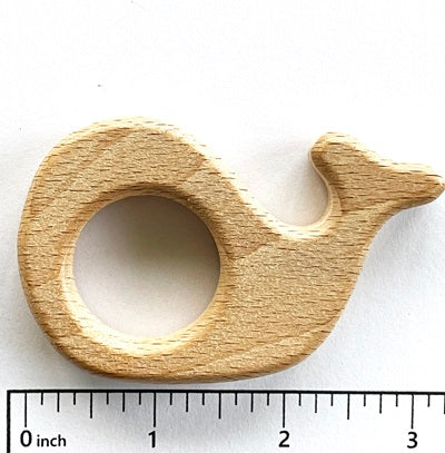 Baby Beech Wood Teether with Organic Cotton Fabric Tie