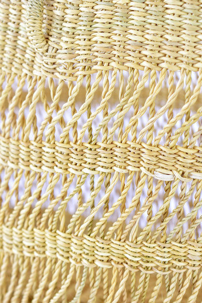 Travel Tote - Lace Weave with Leather Handle - Market Basket