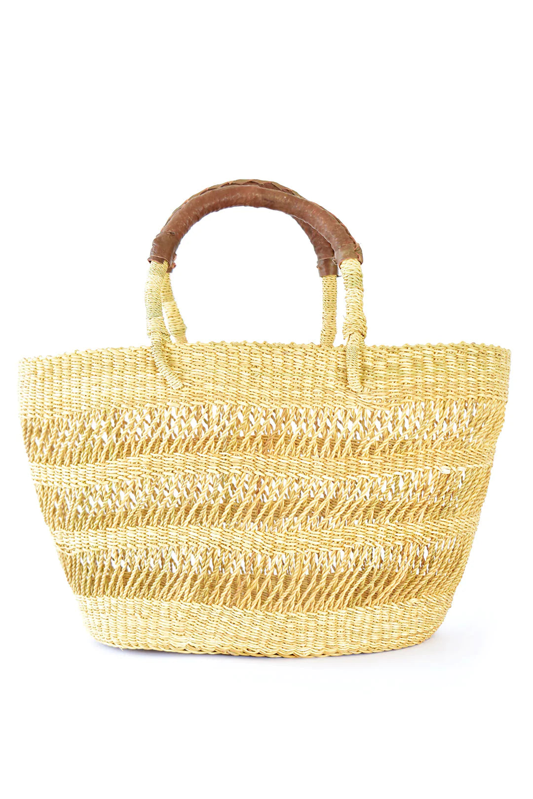 Travel Tote - Lace Weave with Leather Handle - Market Basket