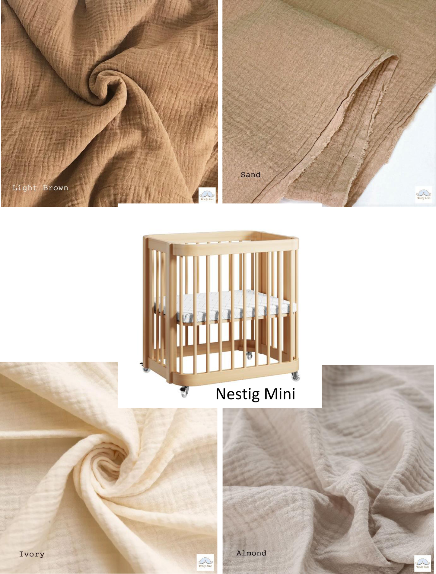 Nestig Mini Crib Custom Made Fitted Sheet - Organic Cotton Double Gauze