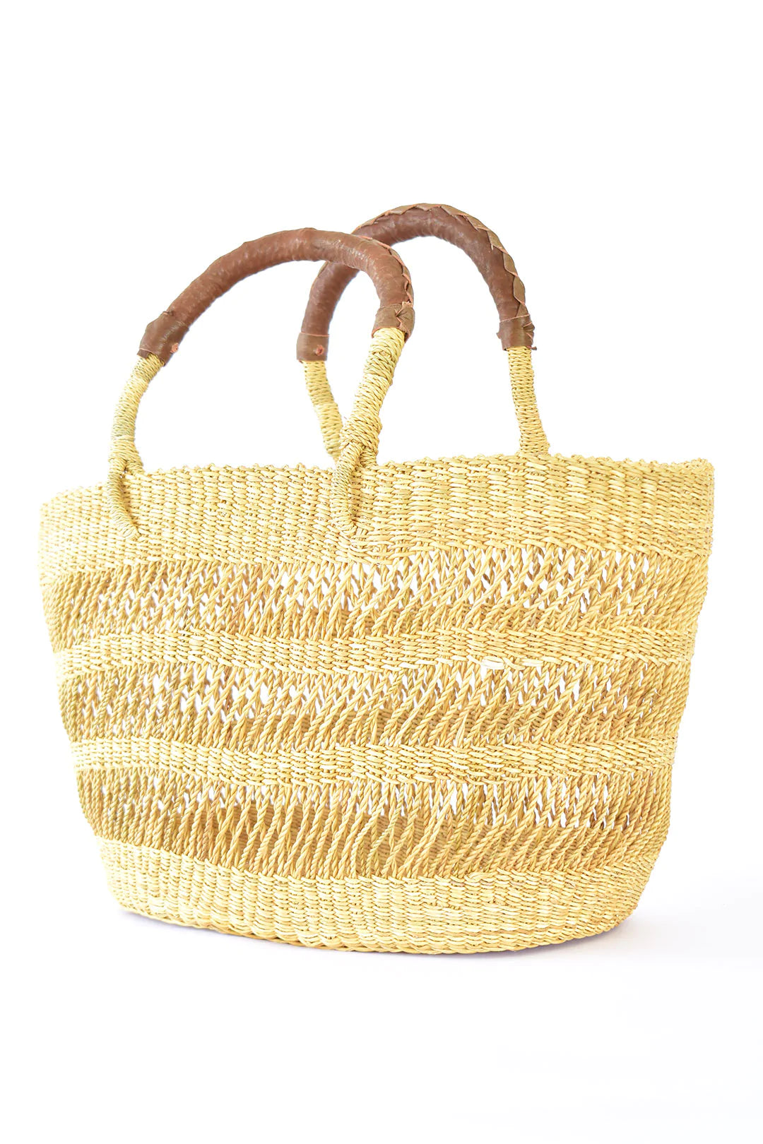 Travel Tote - Lace Weave with Leather Handle - Market Basket
