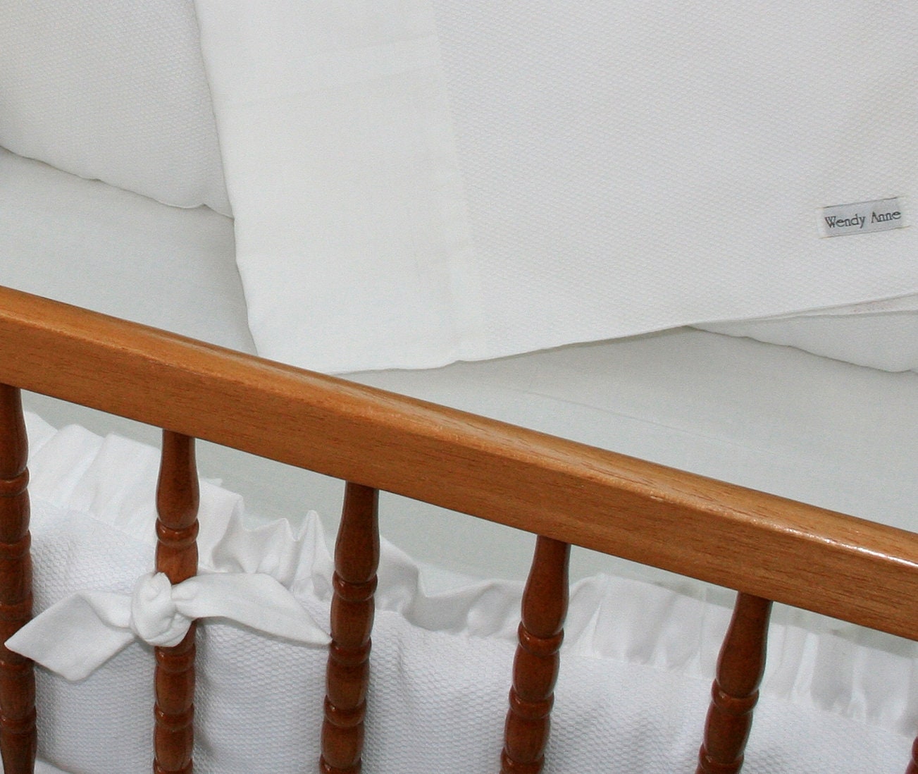 White Pique Cotton - 4 Piece Cradle Bedding Set
