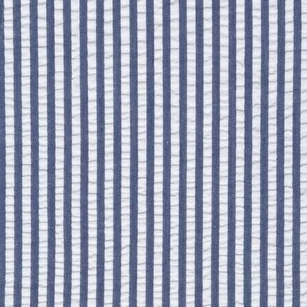 Navy Blue Seersucker Stripe in Cotton - Custom Made Fitted Sheet