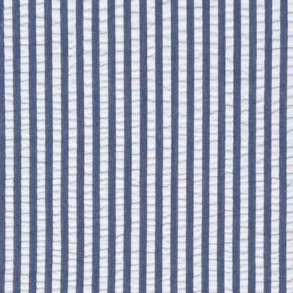 Navy Blue Seersucker Stripe in Cotton - Custom Made Fitted Sheet