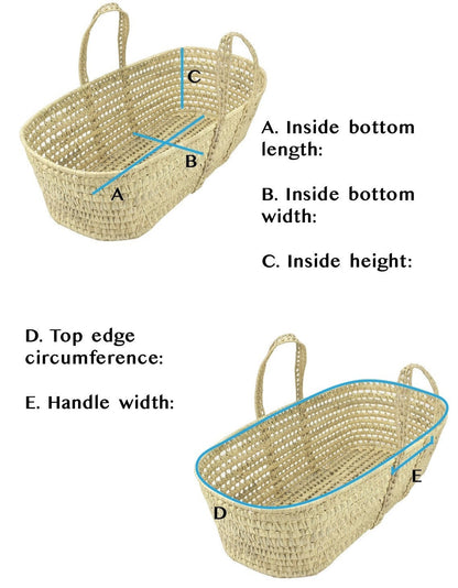 Traditional Style Moses Basket 3 Piece Bedding Set ONLY - Choose Fabric Color