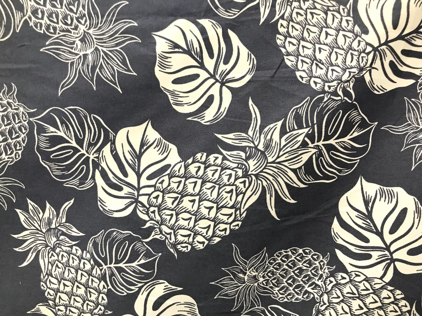 Vintage Hawaiian Pineapple and Monstera Gray and Cream Cotton - Custom Made Fitted Sheet