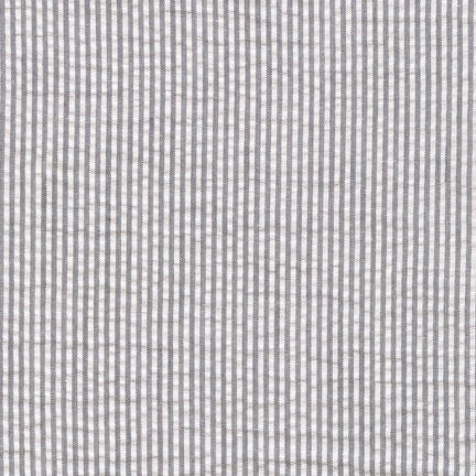 Gray Seersucker Stripe in Cotton - Custom Made Fitted Sheet